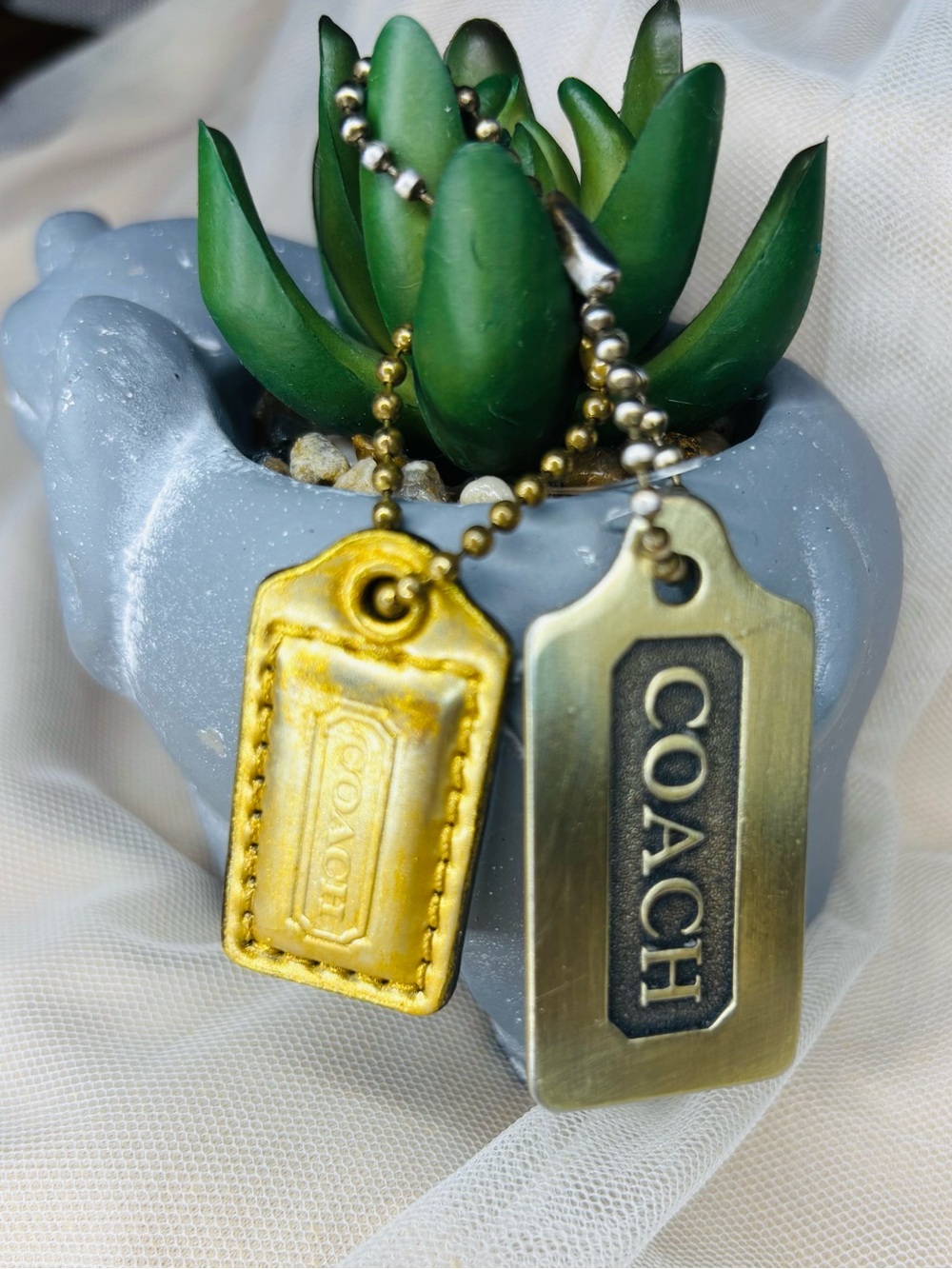 Coach Tags Leather and Brass